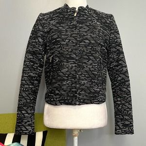 H&M Black Tweed Full Zip Moto Jacket 8